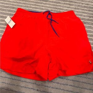 Polo by Ralph Lauren Red Swim Shorts with Blue Waistband